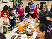 Gathering of families at dinner